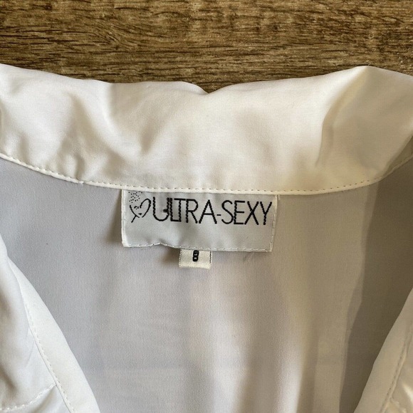 Vintage Ruffle White Blouse Top Ultra-Sexy Hippie Retro size 8 - Picture 12 of 15